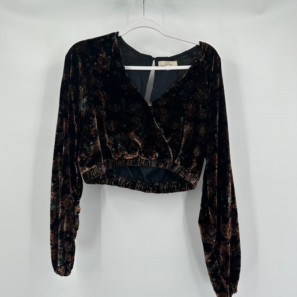Womens Whimsigoth Cropped Velvet Top Size M Festival Moody‎ Goth Indie Eclectic